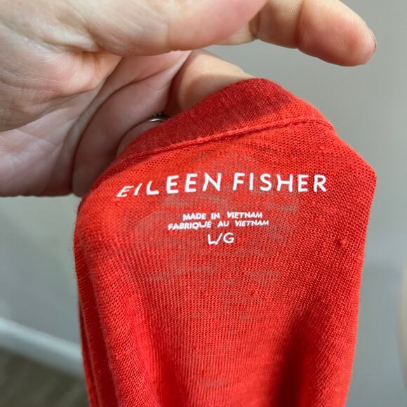 Eileen Fisher Red Organic Linen Button Front Top Boxy Size L - Picture 6 of 7